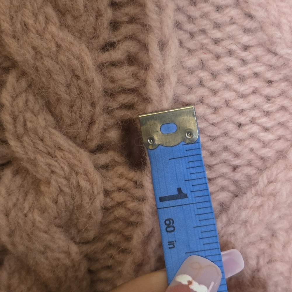 Vintage Laura Ashley Wool Cable Knit Turtleneck Women's Size S/M Pink Scotland - Picture 6 of 13